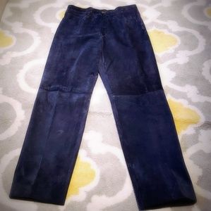 Italy Romagnoly Dark Blue Leather Pants for women